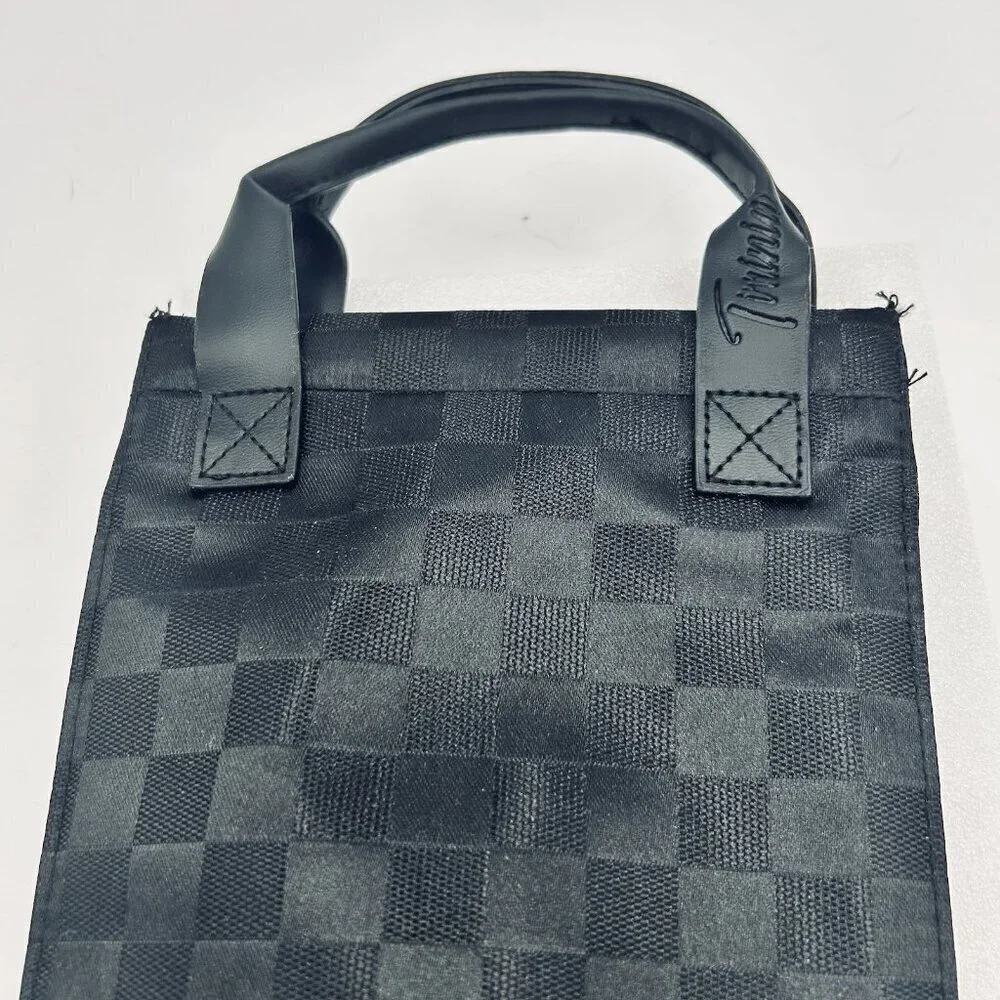 Tirrinia Black Wine Carrier Bag Insulated 1 Bottle Cooler Carrying Tote Travel